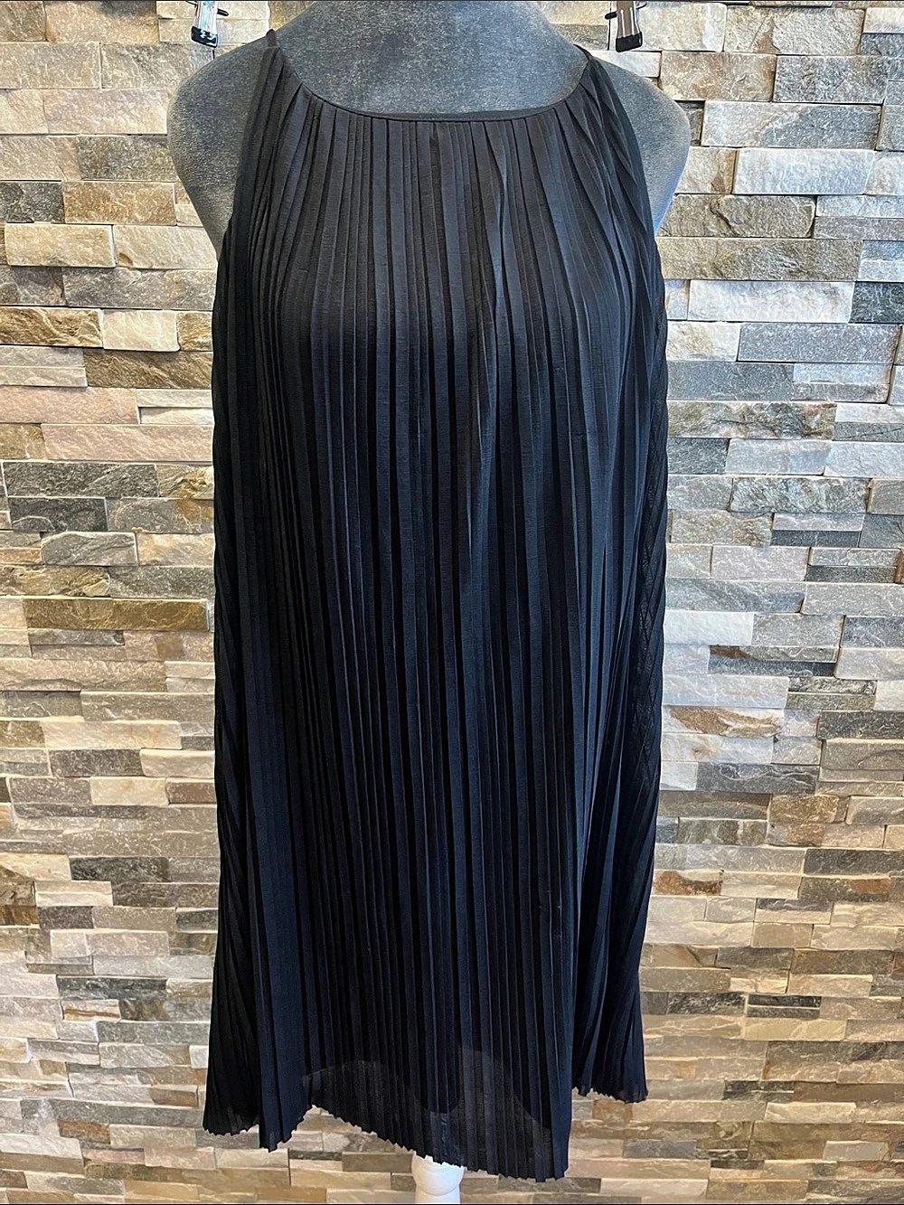 Mango Pleated Midi Dress in Black Like New